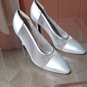 Yves Saint Laurent  Lima Silver Lame Heels